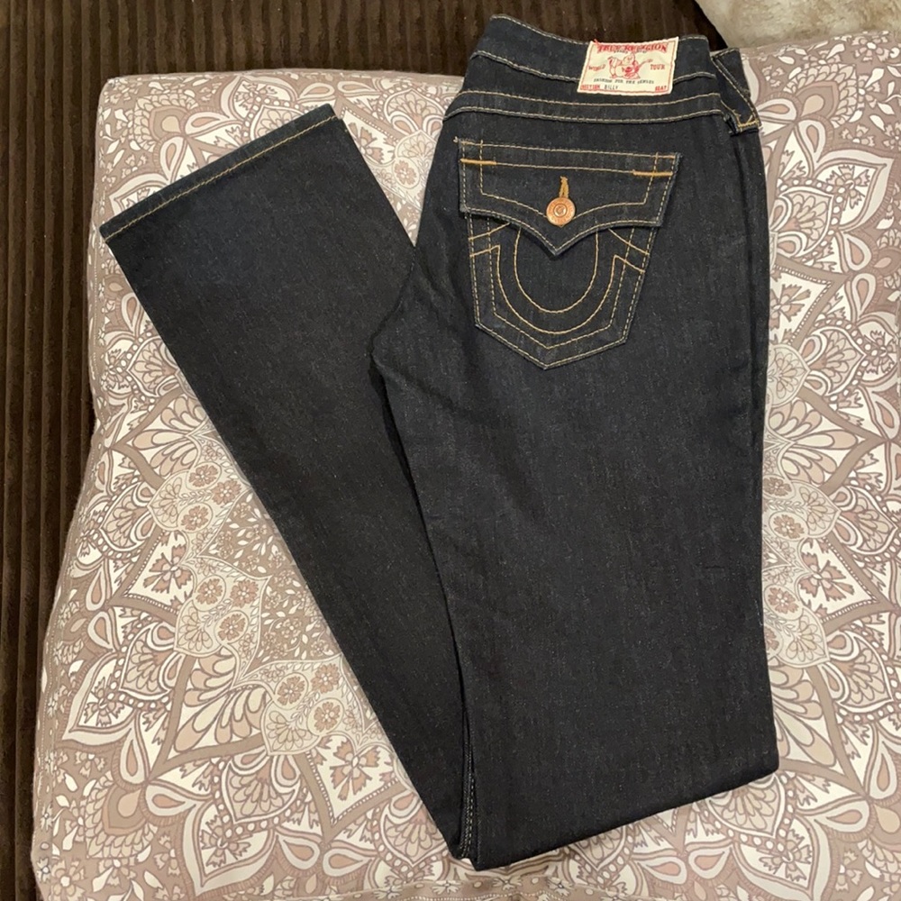 NWOT True Religion Billy Jeans size 26 Dark Denim with Flap Pockets